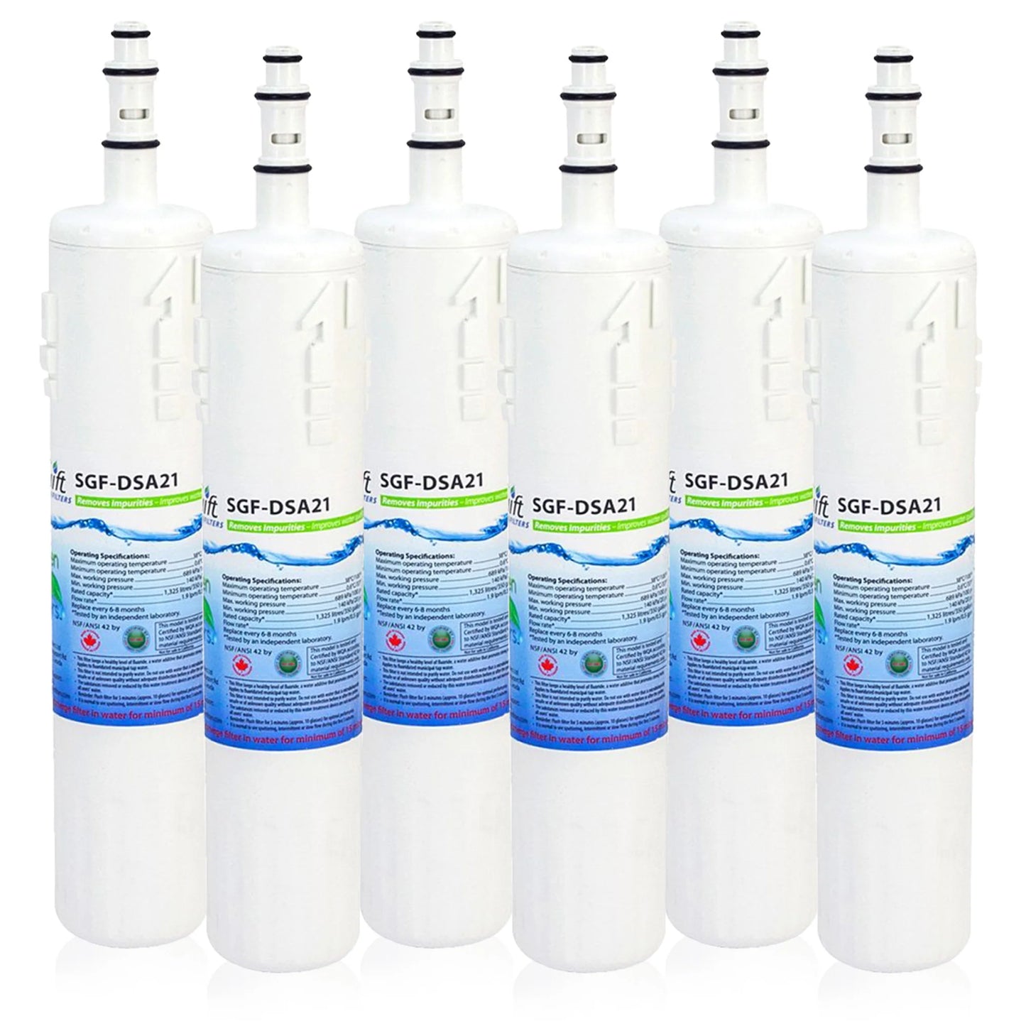 Swift Green Filters SGF-DSA21 Compatible Refrigerator Water Filter for Samsung DA29-00012A, DA29-00012B, DA61-00159A, EFF-6006A-8, Made in USA
