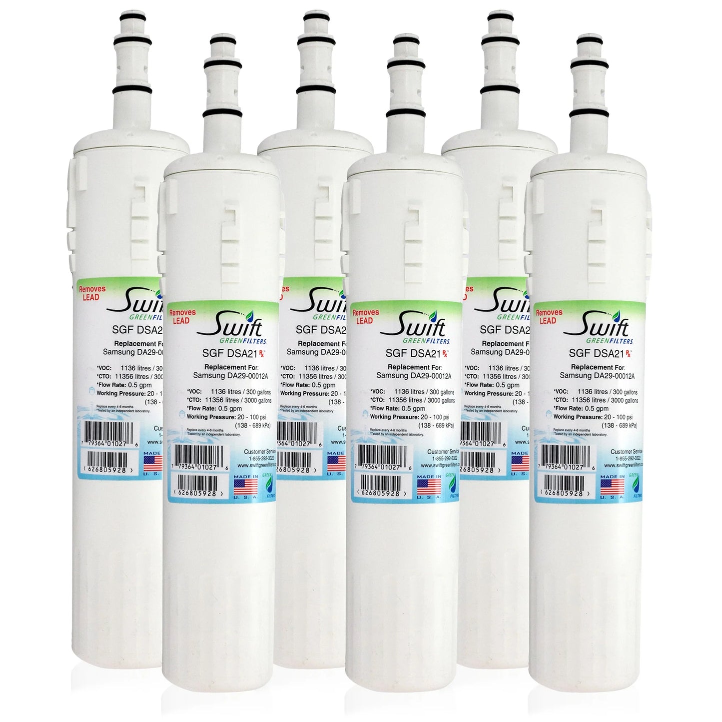 Swift Green Filters SGF-DSA21 Rx Compatible Refrigerator Water Filter for DA29-00012A, DA29-00012B, DA61-00159A, EFF-6006A-8, Made in USA