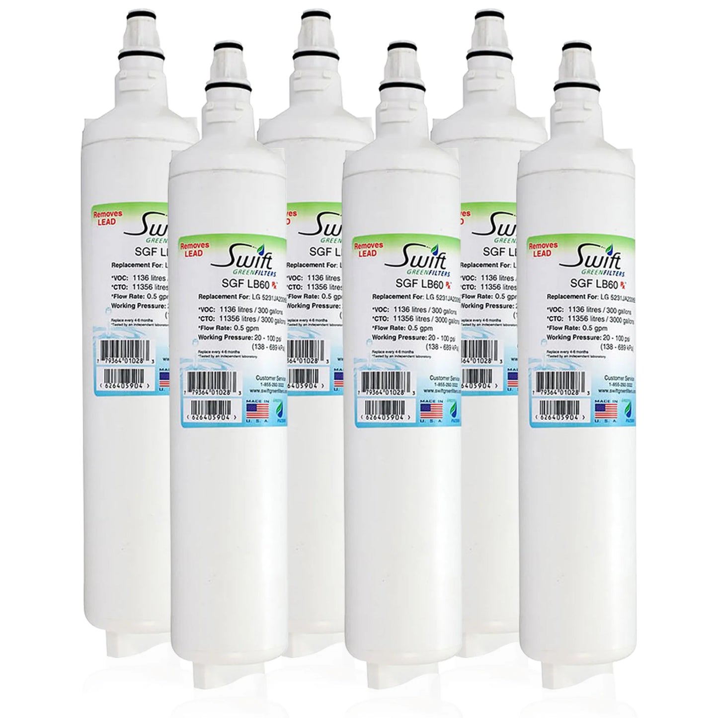Swift Green Filters SGF-LB60 Rx Compatible Refrigerator Water Filter for LT600P, 5231JA2006A and 46-9990, Made in USA