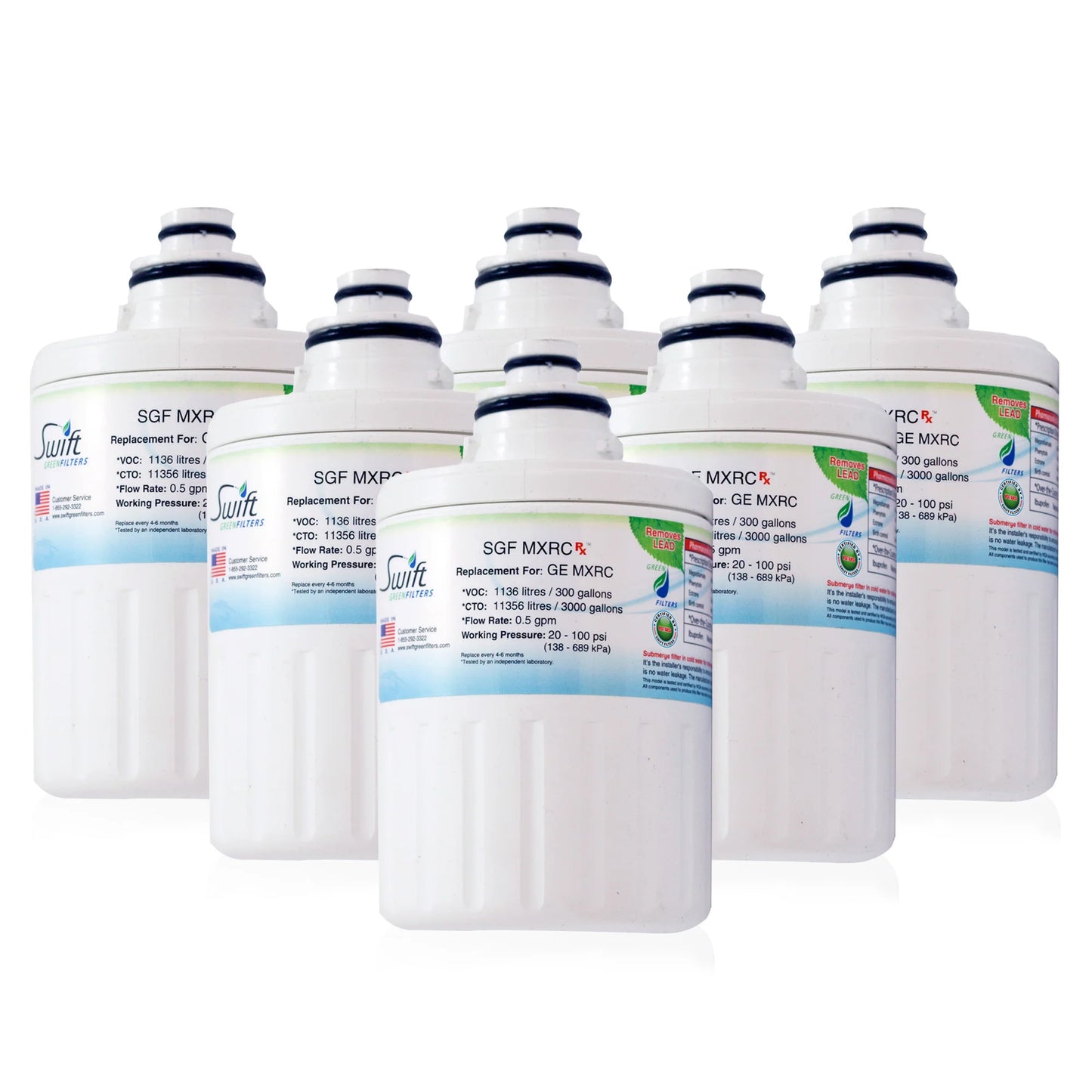 Swift Green Filters SGF-MXRC Rx Compatible Refrigerator Water Filter for FXRC, MXRC, FXRT, 469905, Made in USA