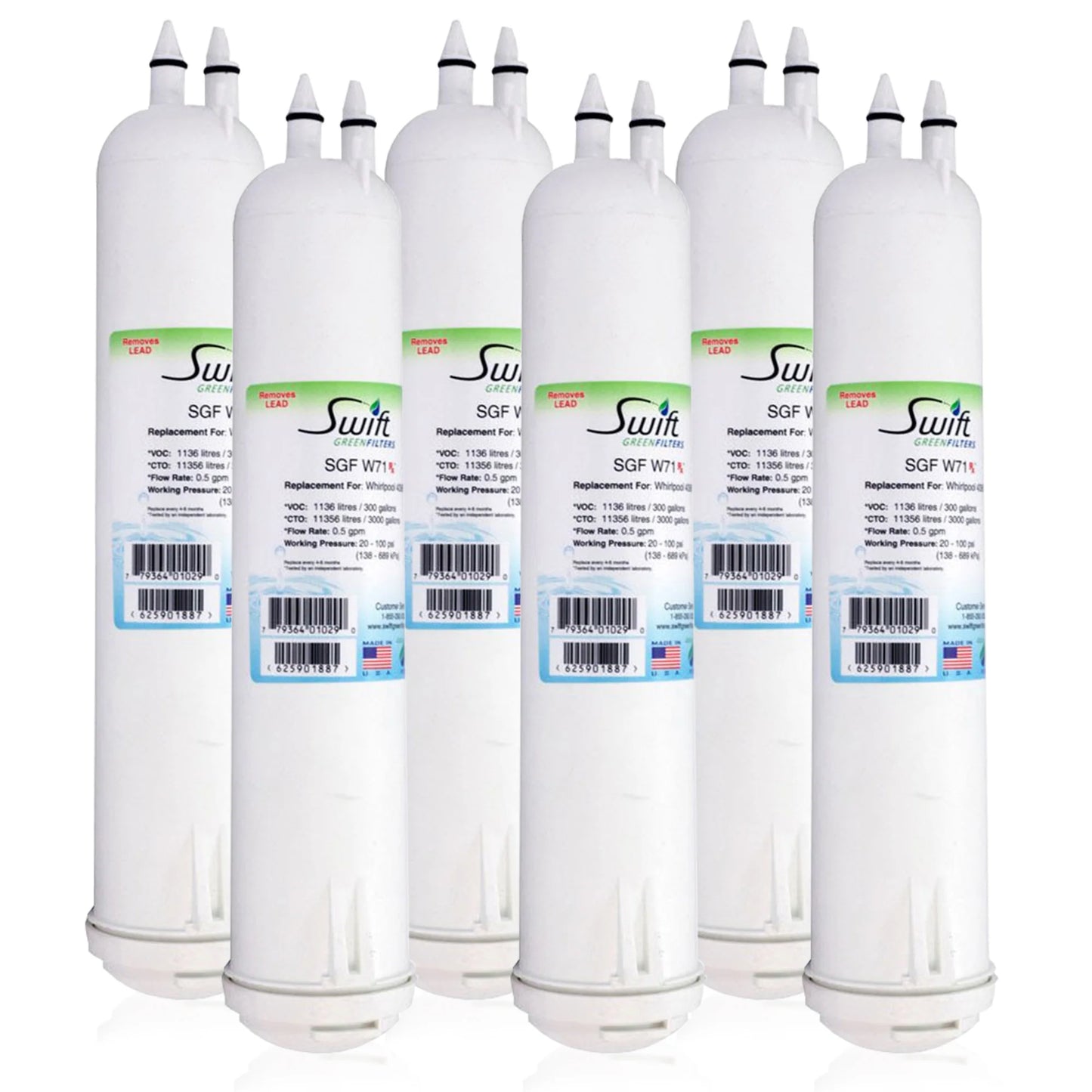 Swift Green Filters SGF-W71 Rx Compatible Refrigerator Water Filter for 4396841, 4396710, EDR3RXD1, EFF-6016A, EFF-6008A, EDR3RXD1, Made in USA