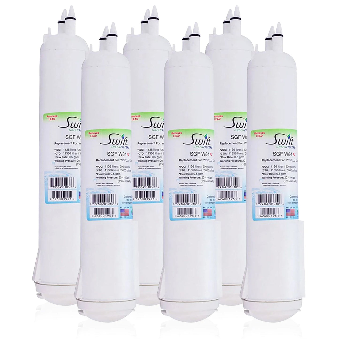 Swift Green Filters SGF-W84 Rx Compatible Refrigerator Water Filter for 4396841, 4396710, EDR3RXD1, EFF-6016A, EFF-6008A, EDR3RXD1, Made in USA