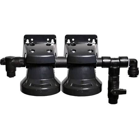 HE2SBQ4 Homeland Double Filter Head with 1/4" QC Elbow Valve Inlet and Bleeder Valve # HF2SBQ4 / HE2SBQ4