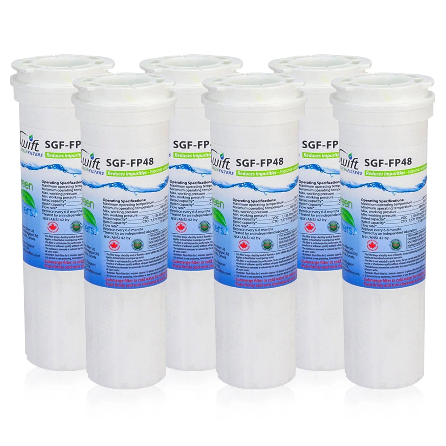 Swift Green Filters SGF-FP48 Compatible Refrigerator Water Filter for 836848, WF296, EFF6017, 67003662, Made in USA