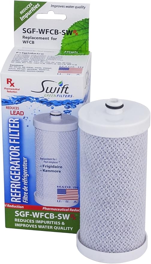 Swift Green Filters SGF-WFCB Compatible Refrigerator Water Filter for WFCB, WF1CB, 240394501, NGRG-2000, RF-100, RG-100, 218710901, 218710902, Made in USA