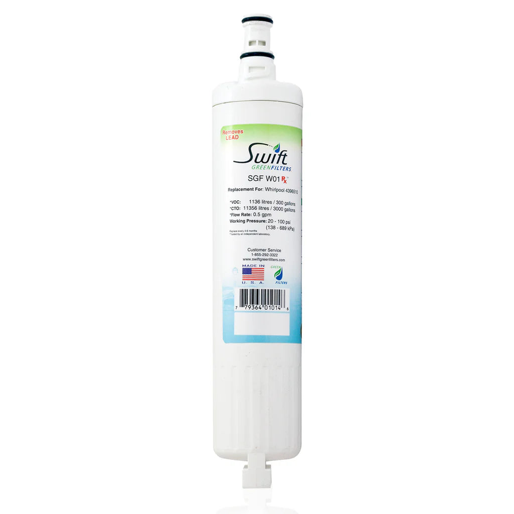 Swift Green Filters SGF-W01 Rx Compatible Refrigerator Water Filter for 4396508, 4396510, EDR5RXD1, Made in USA