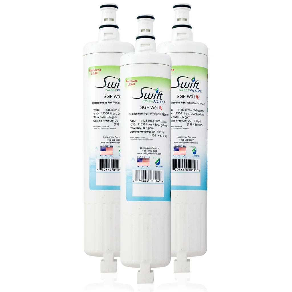 Swift Green Filters SGF-W01 Rx Compatible Refrigerator Water Filter for 4396508, 4396510, EDR5RXD1, Made in USA