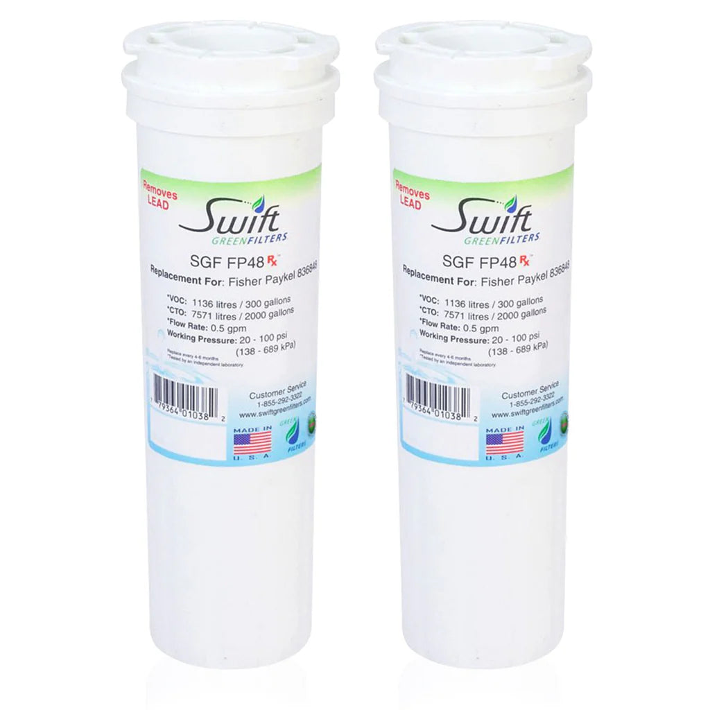 Swift Green Filters SGF-FP48 Rx Compatible Refrigerator Water Filter for 836848, WF296, EFF6017, 67003662, Made in USA