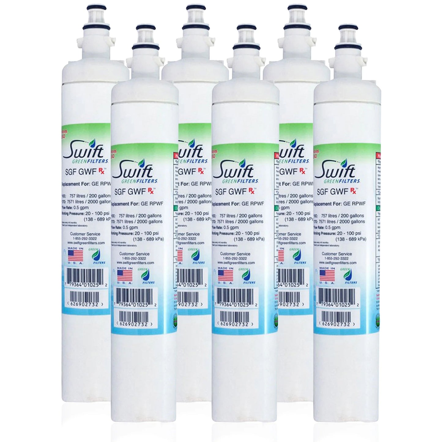 Swift Green Filters SGF-GWF Rx Compatible Refrigerator Water Filter for GWF, RPWF, WSG-4 ,PFE29P, Made in USA