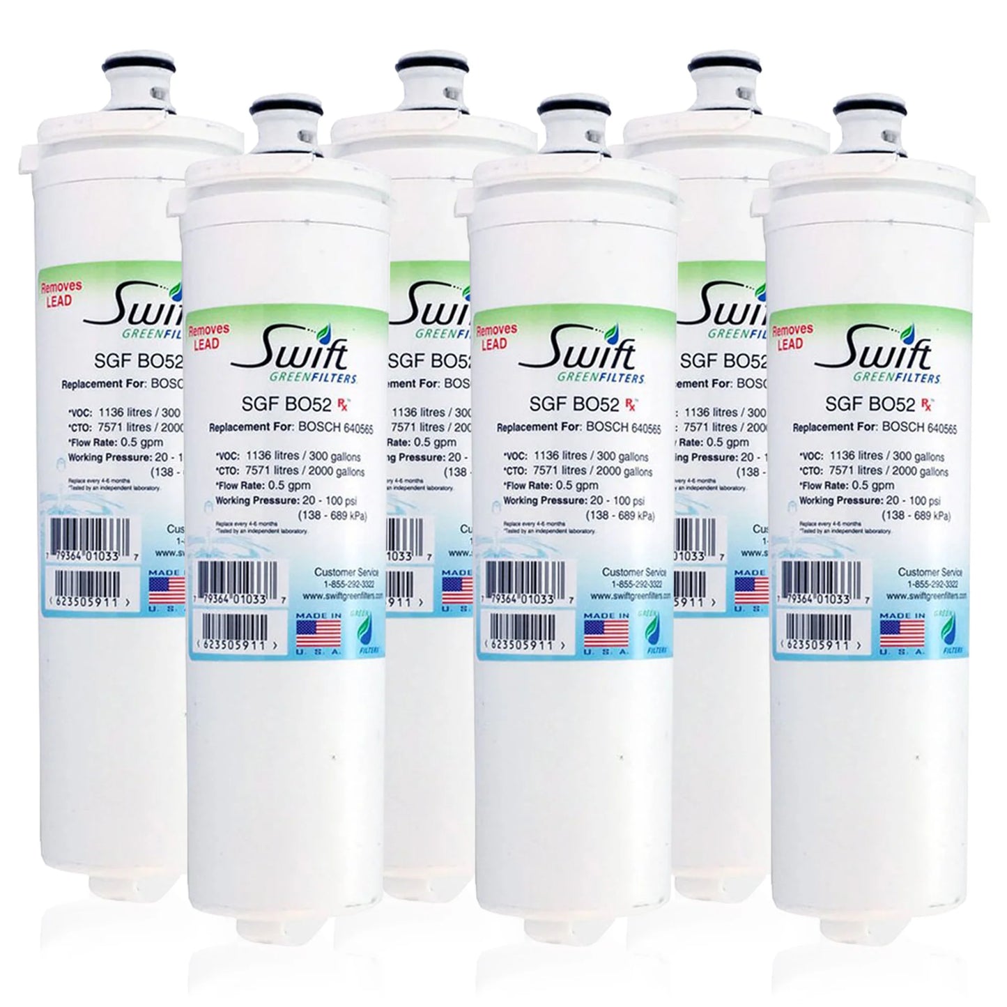 Swift Green Filters SGF-BO52 Rx Compatible Refrigerator Water Filter for EVOLFLTR10, 640565, 55866-06, AP3961137, B20CS5, CS-51, CS52, Made in USA