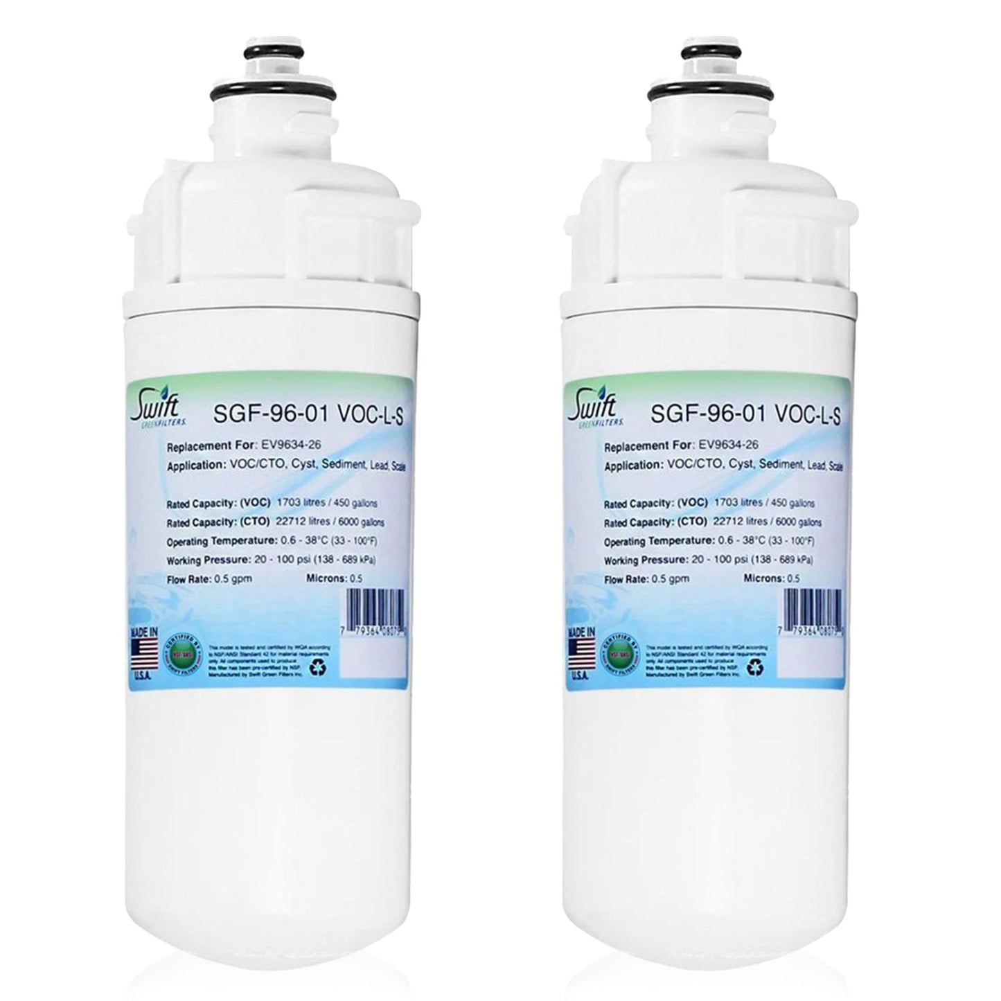 Swift Green Filters SGF-96-01 VOC-L-S Compatible Commercial Water Filter for EV9634-26, EV9730-06, EV9252-68, Made in USA