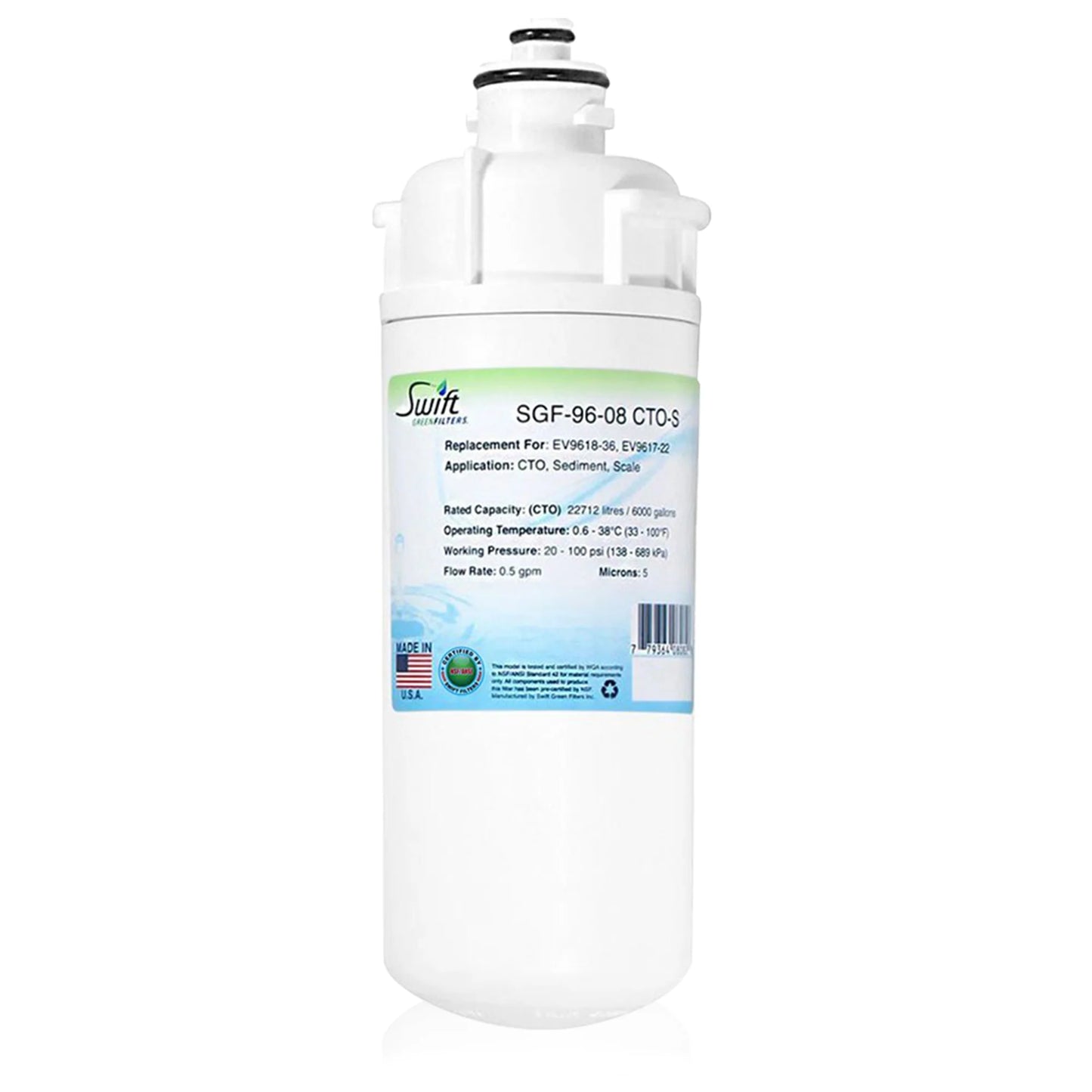 Swift Green Filters SGF-96-08 CTO-S Compatible Commercial Water Filter for EV9618-36, EV9617-22, Made in USA