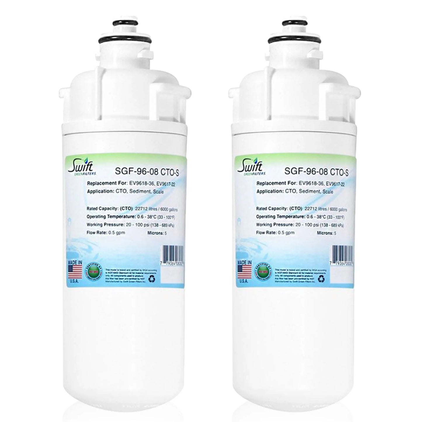 Swift Green Filters SGF-96-08 CTO-S Compatible Commercial Water Filter for EV9618-36, EV9617-22, Made in USA