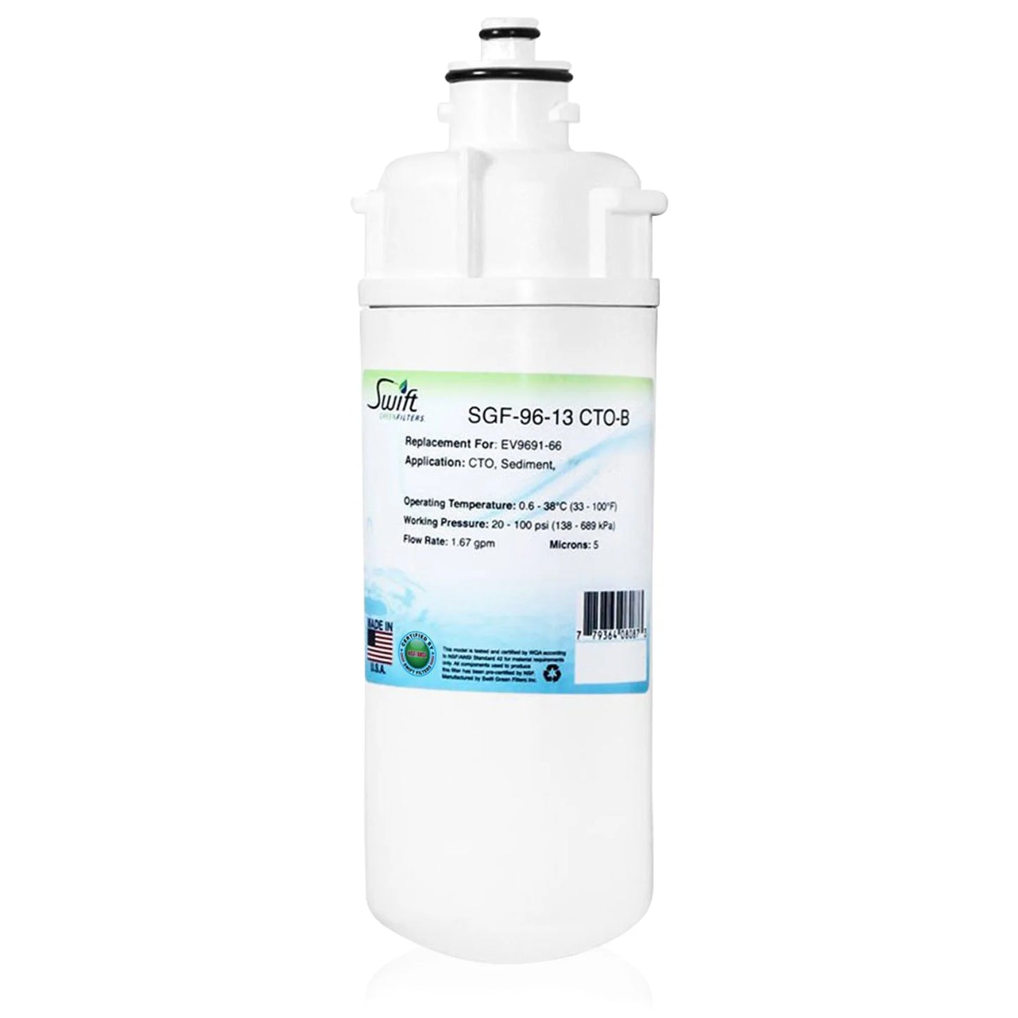 Swift Green Filters SGF-96-14 CTO-S-B Compatible Commercial Water Filter for EV9691-86, Made in USA