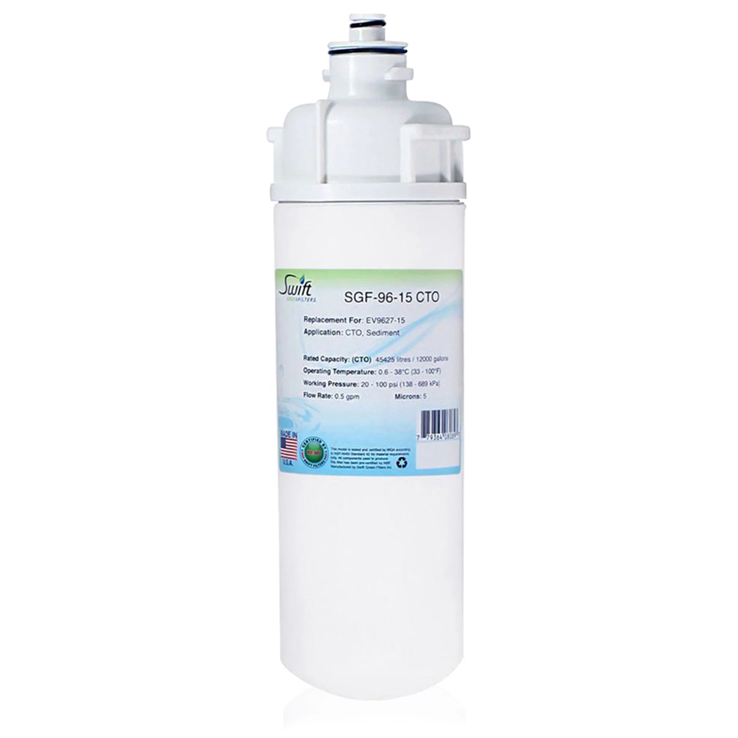Swift Green Filters SGF-96-15 CTO Compatible Commercial Water Filter for EV9627-15, Made in USA