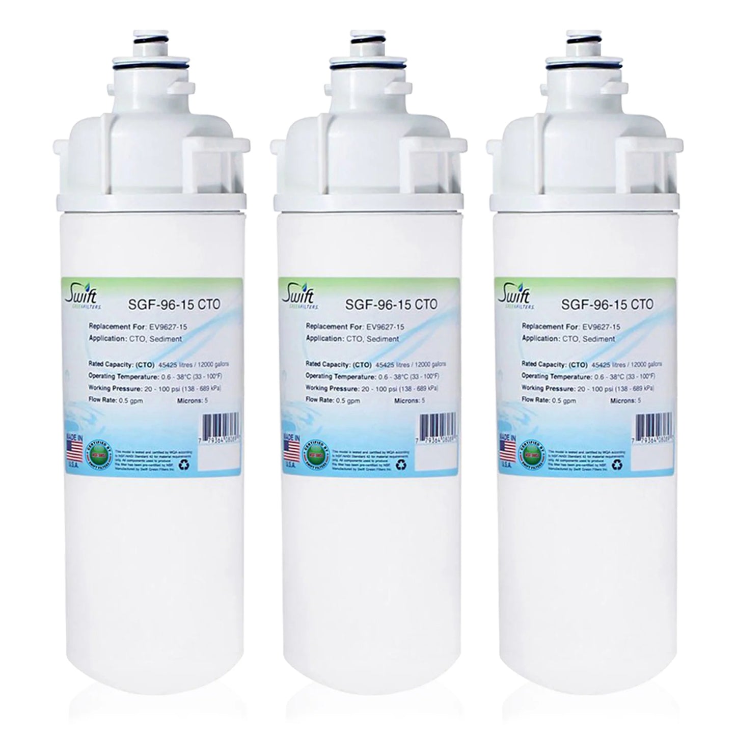 Swift Green Filters SGF-96-15 CTO Compatible Commercial Water Filter for EV9627-15, Made in USA