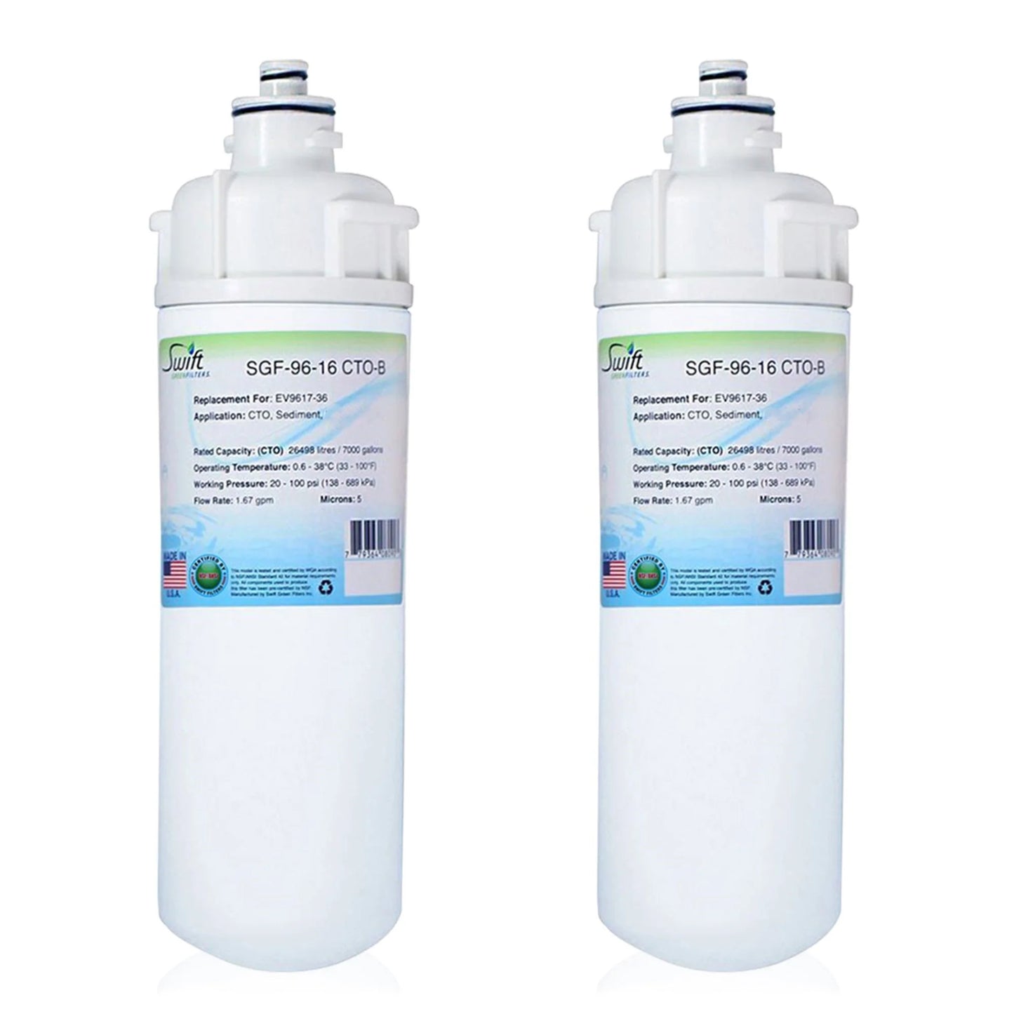 Swift Green Filters SGF-96-16 CTO-B Compatible Commercial Water Filter for EV9617-36, Made in USA