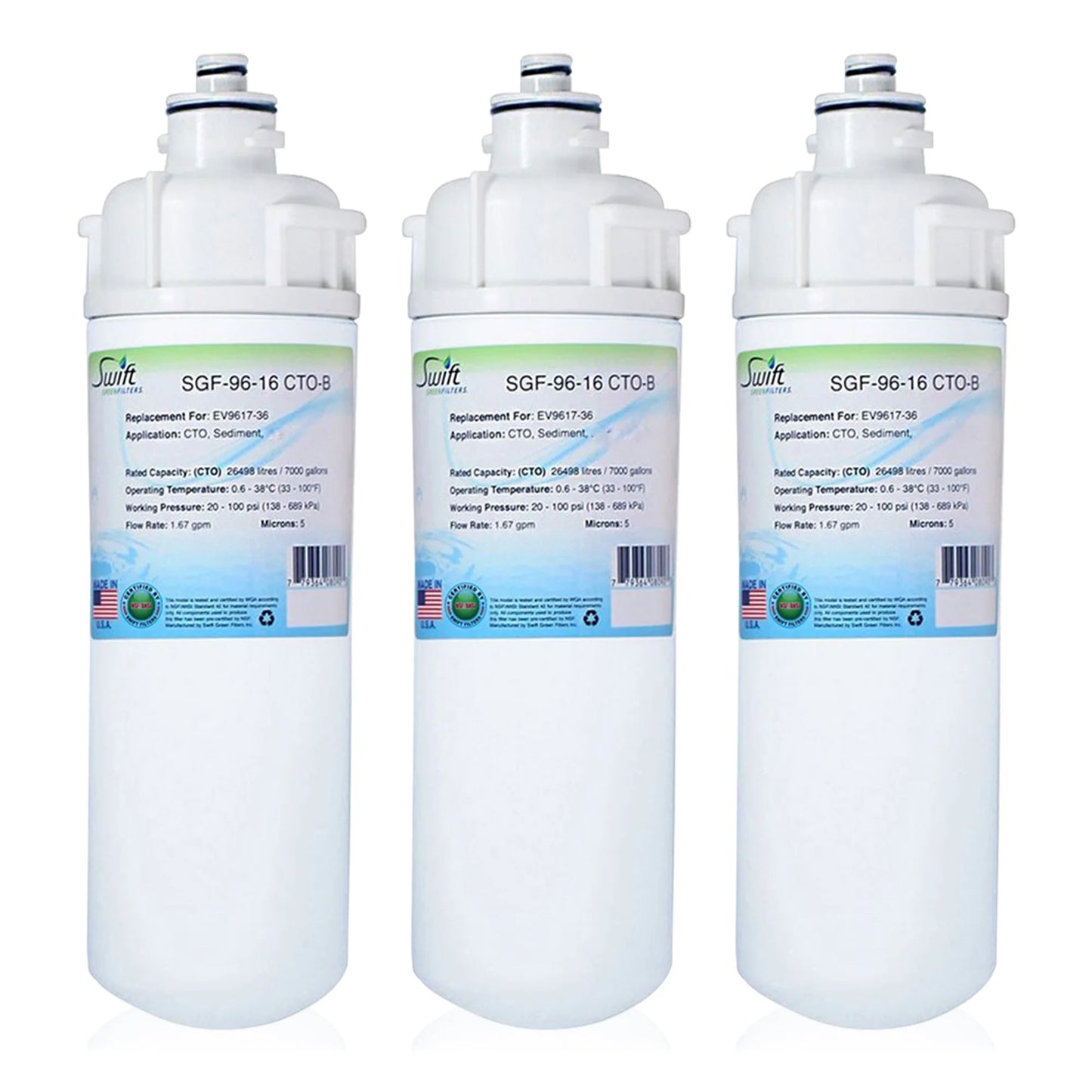 Swift Green Filters SGF-96-16 CTO-B Compatible Commercial Water Filter for EV9617-36, Made in USA