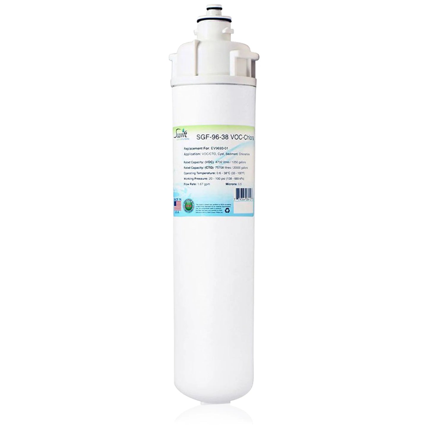 Swift Green Filters SGF-96-38 VOC-Chlora Compatible Commercial Water Filter for EV9693-01, Made in USA