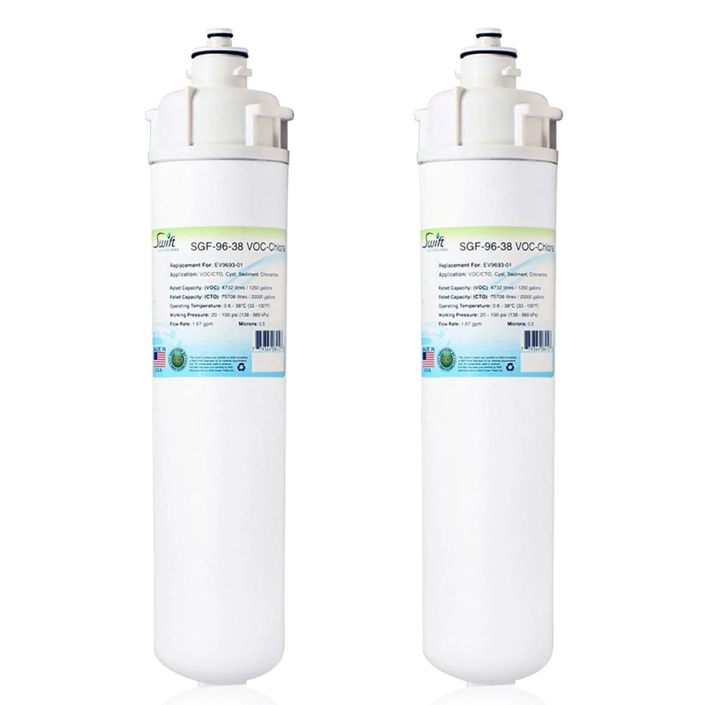 Swift Green Filters SGF-96-38 VOC-Chlora Compatible Commercial Water Filter for EV9693-01, Made in USA
