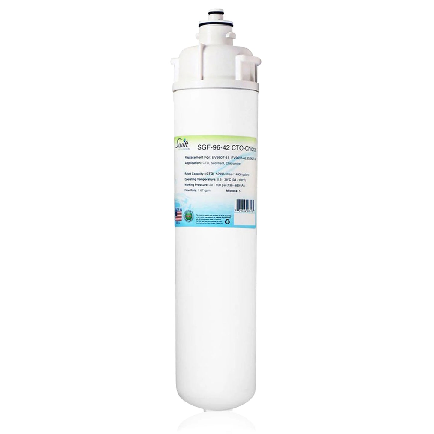 Swift Green Filters SGF-96-42 CTO-Chlora Compatible Commercial Water Filter for EV9607-41, EV9607-46, EV9627-04, Made in USA