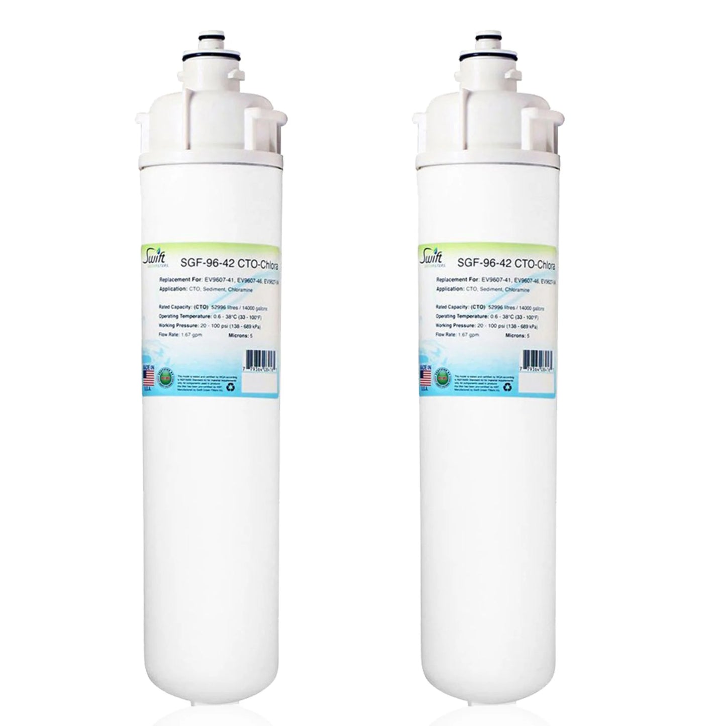 Swift Green Filters SGF-96-42 CTO-Chlora Compatible Commercial Water Filter for EV9607-41, EV9607-46, EV9627-04, Made in USA