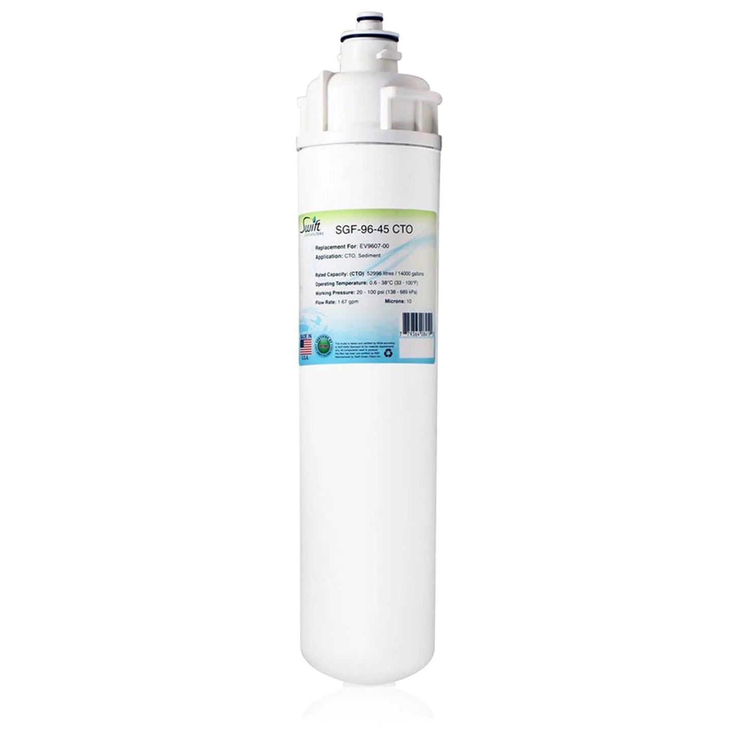 Swift Green Filters SGF-96-45 CTO Compatible Commercial Water Filter for EV9607-00, Made in USA