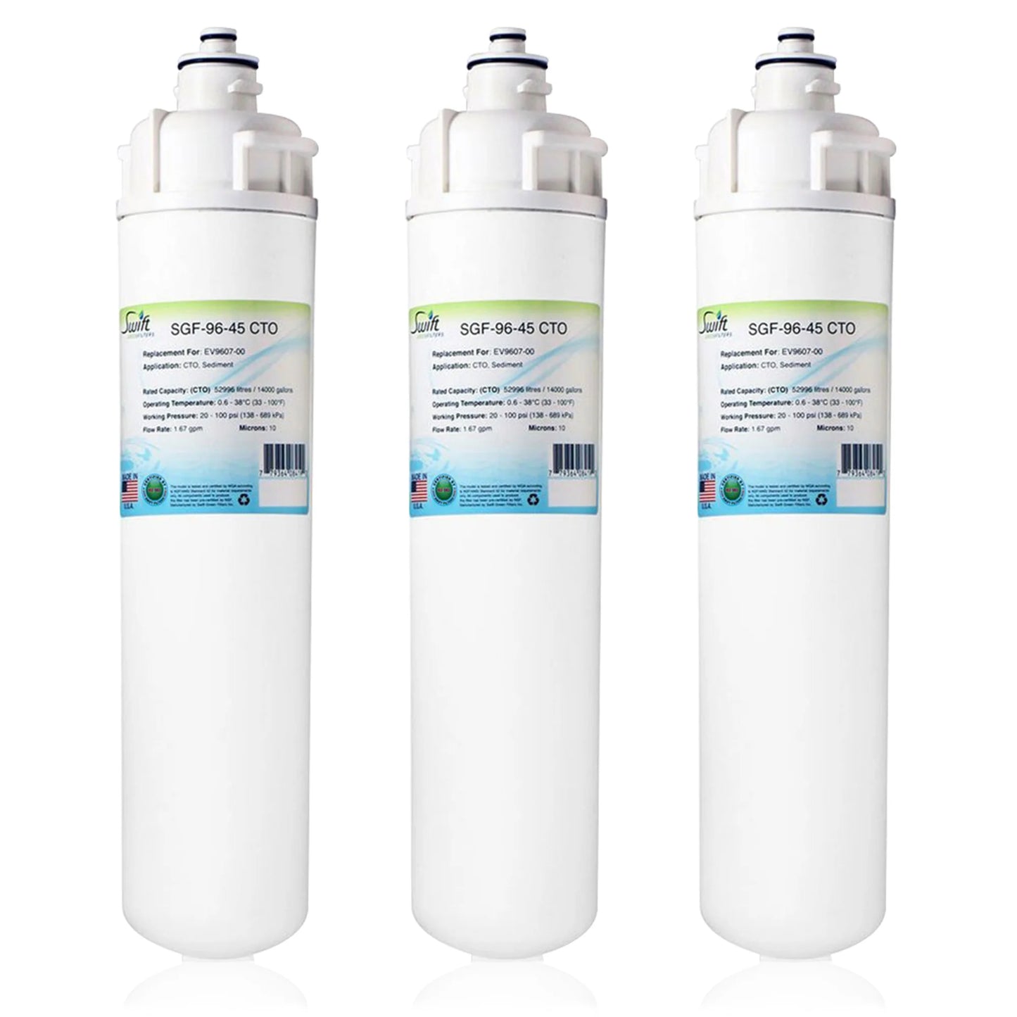 Swift Green Filters SGF-96-45 CTO Compatible Commercial Water Filter for EV9607-00, Made in USA
