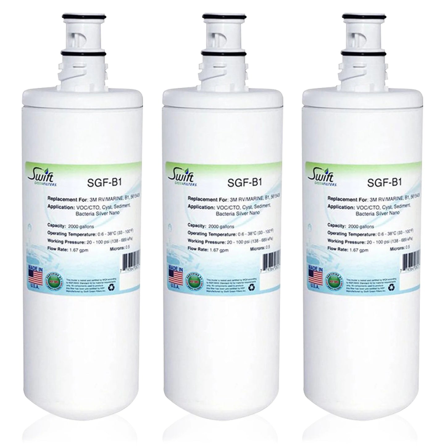 Swift Green Filters SGF-B1 Compatible Commercial Water Filter for 3M/RV MARINE,  B1, 5615409 , Made in USA