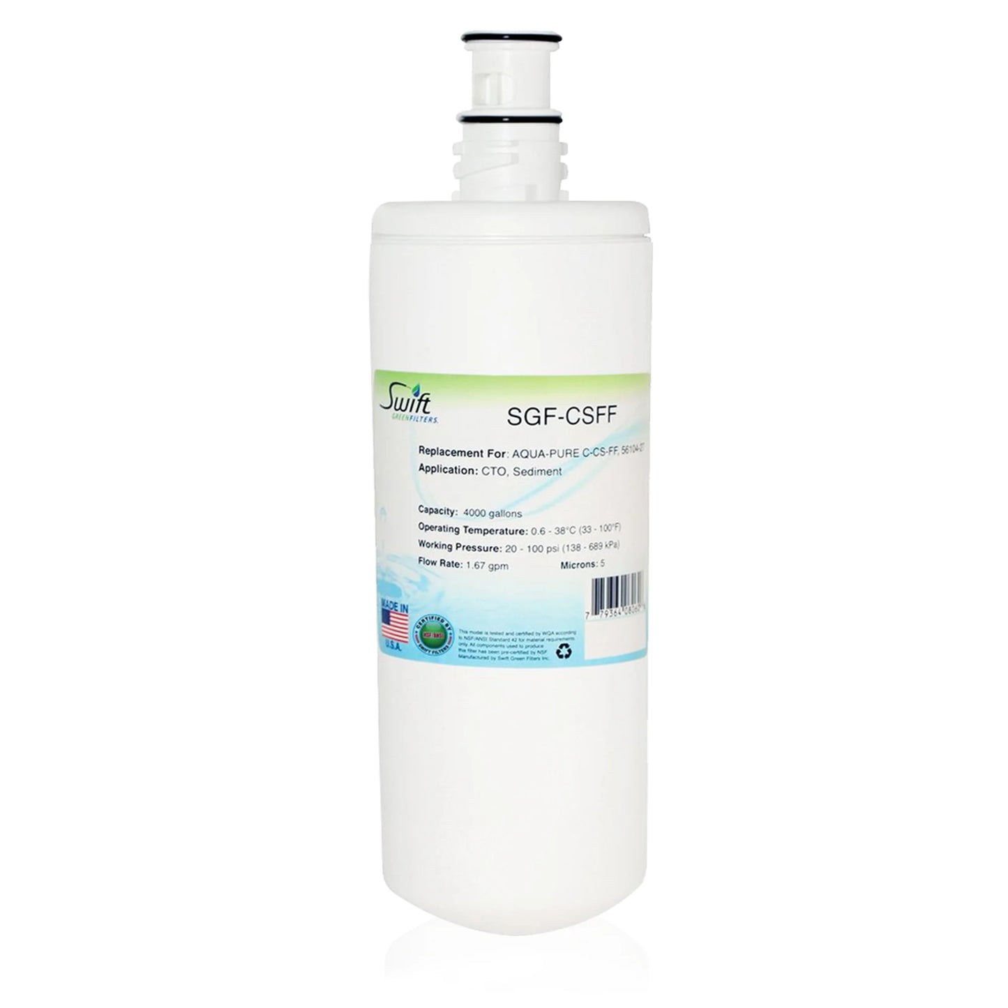 Swift Green Filters SGF-CSFF Compatible Commercial Water Filter for AQUA-PURE C-CS-FF, 56104-27 , Made in USA