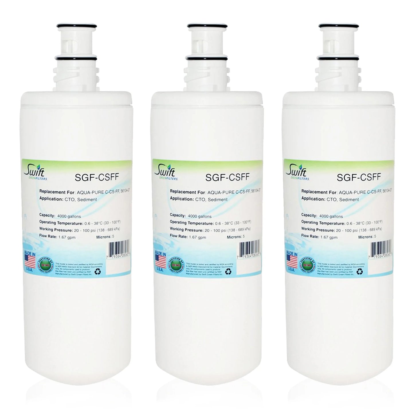 Swift Green Filters SGF-CSFF Compatible Commercial Water Filter for AQUA-PURE C-CS-FF, 56104-27 , Made in USA