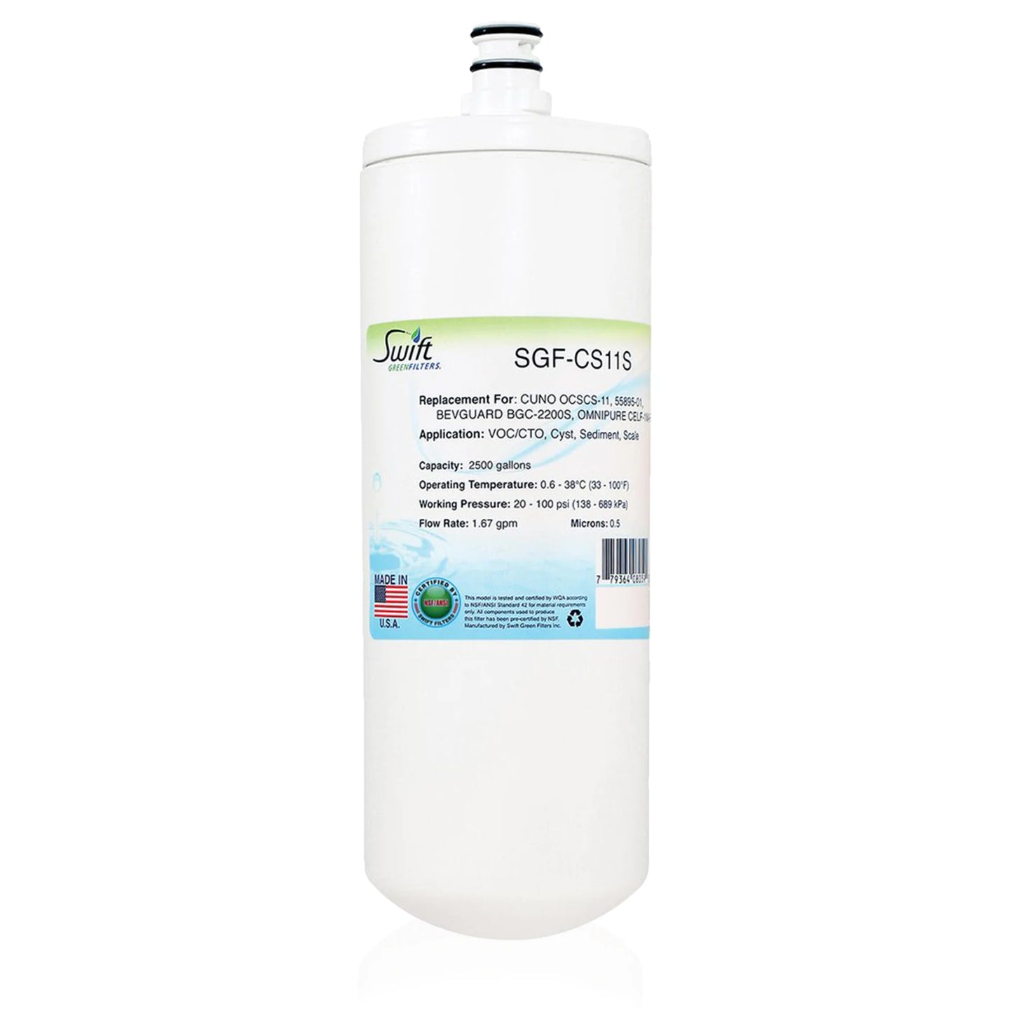 Swift Green Filters SGF-CS11S Compatible Commercial Water Filter for 55895-01, BEVGUARD BGC-2200S, CELF-1M-P ,  Made in USA