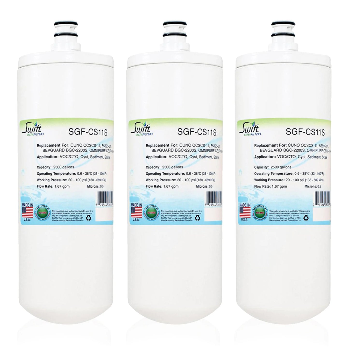 Swift Green Filters SGF-CS11S Compatible Commercial Water Filter for 55895-01, BEVGUARD BGC-2200S, CELF-1M-P ,  Made in USA