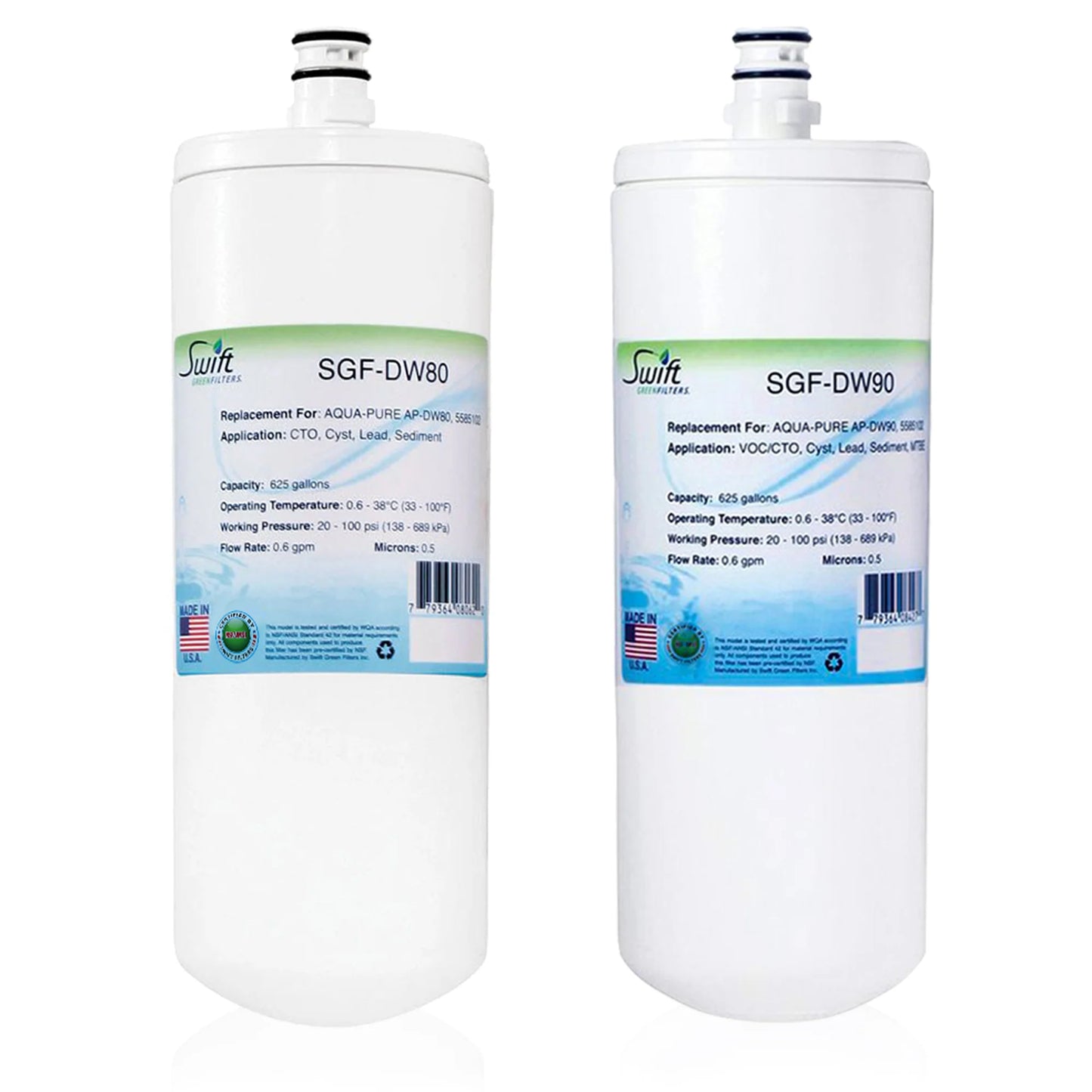 Swift Green Filters SGF-DW80 & SGF-DW90 Compatible Commercial Water Filter for AQUA-PURE AP-DW80, 5585102 , Made in USA