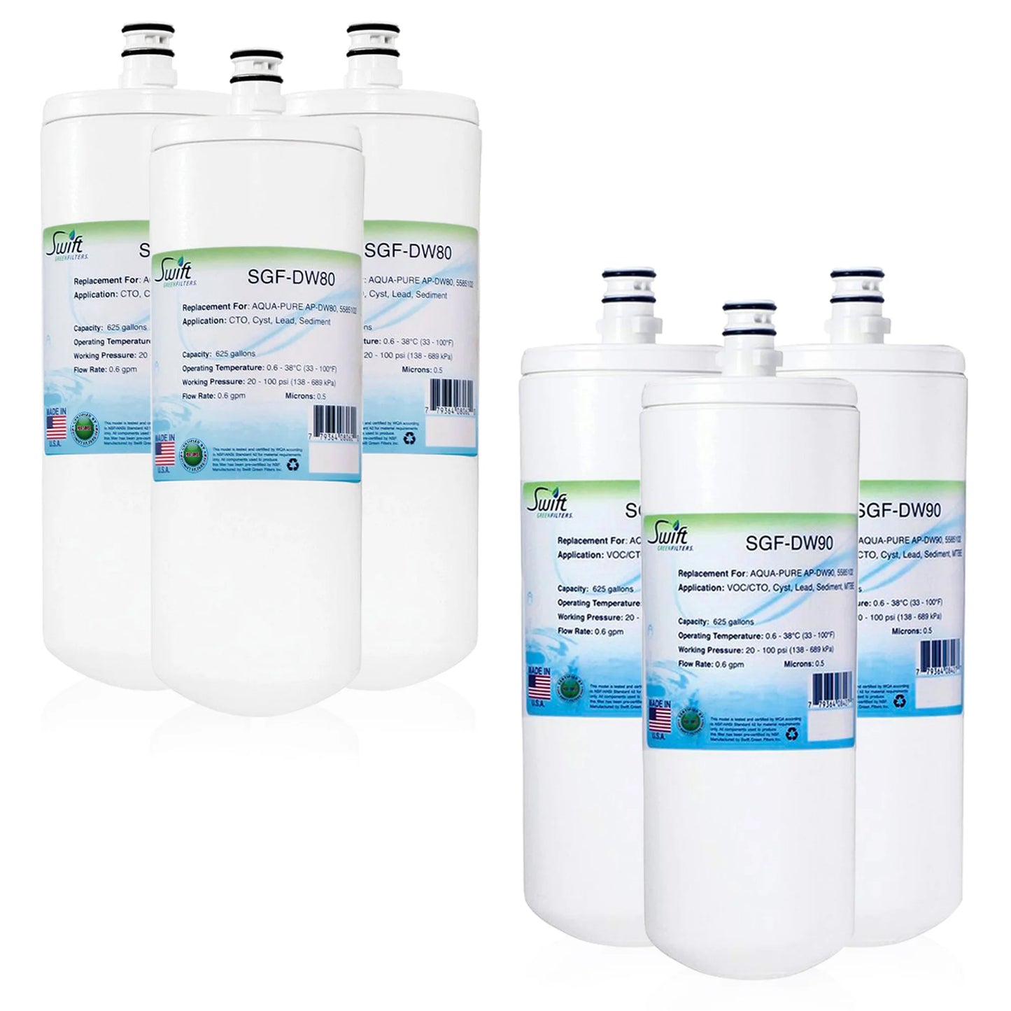 Swift Green Filters SGF-DW80 & SGF-DW90 Compatible Commercial Water Filter for AQUA-PURE AP-DW80, 5585102 , Made in USA