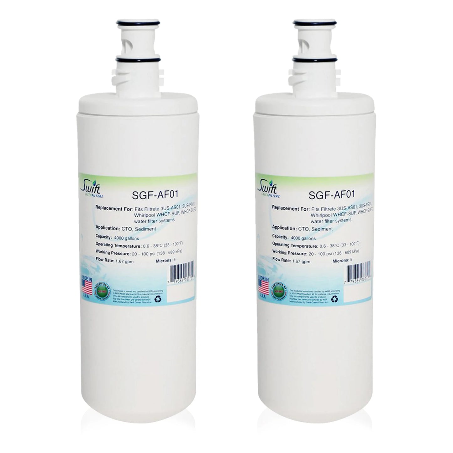 Swift Green Filters SGF-AF01 Compatible Commercial Water Filter for 3US-AF01,3US-AS01,3US-PS01,WHCF-SUF , Made in USA