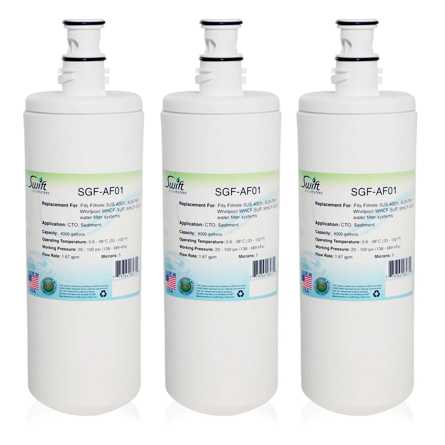 Swift Green Filters SGF-AF01 Compatible Commercial Water Filter for 3US-AF01,3US-AS01,3US-PS01,WHCF-SUF , Made in USA