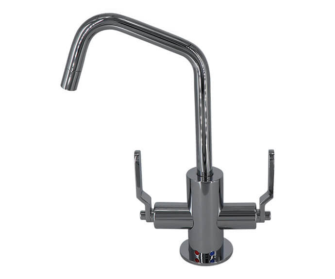 MT1821-NLIH Mountain HOT / COLD Faucet w/ Contemporary Round Body & Industrial Handles (120° Spout) (**Color Options Available)