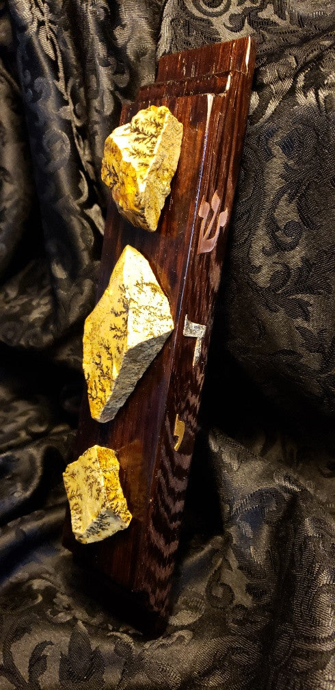 Natural "SNE" Stone Mezuzah "SNE" Mezuzah #2 40CM ( Large ) Dark Brown HardWood