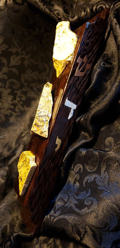 Natural "SNE" Stone Mezuzah "SNE" Mezuzah #3 40CM ( Large ) Dark Brown HardWood